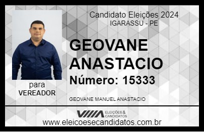 Candidato GEOVANE ANASTACIO 2024 - IGARASSU - Eleições