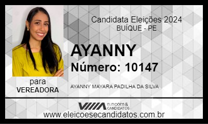 Candidato AYANNY 2024 - BUÍQUE - Eleições