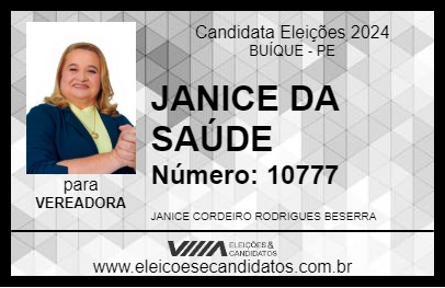 Candidato JANICE DA SAÚDE 2024 - BUÍQUE - Eleições