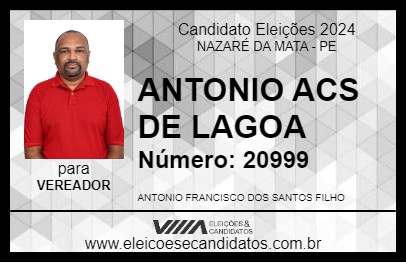 Candidato ANTONIO ACS DE LAGOA 2024 - NAZARÉ DA MATA - Eleições