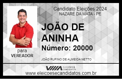 Candidato JOÃO DE ANINHA 2024 - NAZARÉ DA MATA - Eleições