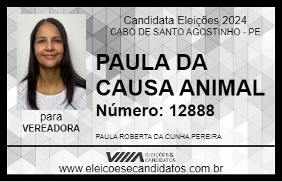 Candidato PAULA DA CAUSA ANIMAL 2024 - CABO DE SANTO AGOSTINHO - Eleições