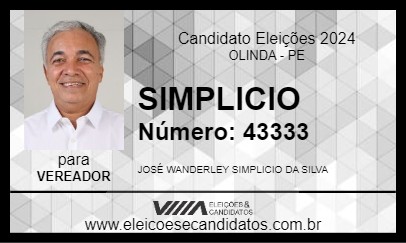 Candidato SIMPLICIO 2024 - OLINDA - Eleições