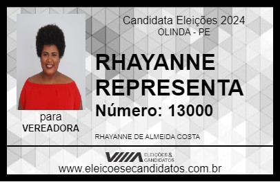 Candidato RHAYANNE REPRESENTA 2024 - OLINDA - Eleições