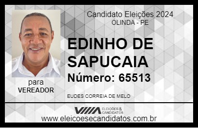 Candidato EDINHO DE SAPUCAIA 2024 - OLINDA - Eleições