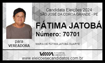 Candidato FÁTIMA JATOBÁ 2024 - SÃO JOSÉ DA COROA GRANDE - Eleições