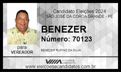 Candidato BENEZER 2024 - SÃO JOSÉ DA COROA GRANDE - Eleições