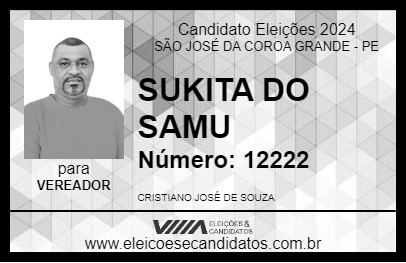 Candidato SUKITA DO SAMU 2024 - SÃO JOSÉ DA COROA GRANDE - Eleições