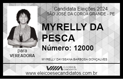 Candidato MYRELLY DA PESCA 2024 - SÃO JOSÉ DA COROA GRANDE - Eleições