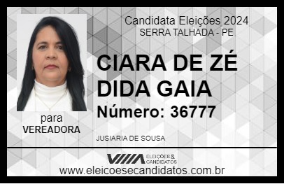 Candidato CIARA DE ZÉ DIDA GAIA 2024 - SERRA TALHADA - Eleições