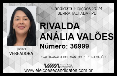 Candidato RIVALDA ANÁLIA VALÕES 2024 - SERRA TALHADA - Eleições