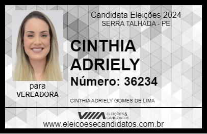 Candidato CINTHIA ADRIELY 2024 - SERRA TALHADA - Eleições