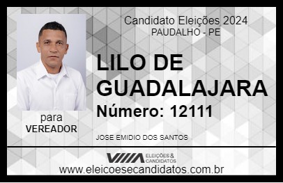 Candidato LILO DE GUADALAJARA 2024 - PAUDALHO - Eleições