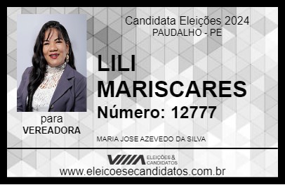 Candidato LILI MARISCARES 2024 - PAUDALHO - Eleições