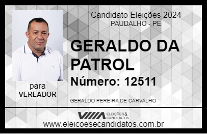 Candidato GERALDO DA PATROL 2024 - PAUDALHO - Eleições