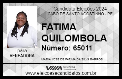 Candidato FATIMA QUILOMBOLA 2024 - CABO DE SANTO AGOSTINHO - Eleições