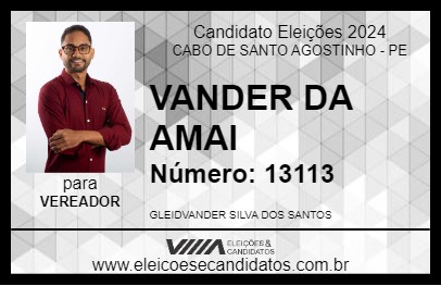 Candidato VANDER DA AMAI 2024 - CABO DE SANTO AGOSTINHO - Eleições