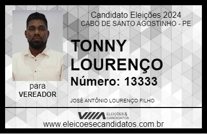 Candidato TONNY LOURENÇO 2024 - CABO DE SANTO AGOSTINHO - Eleições