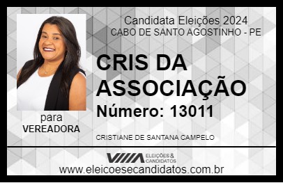 Candidato CRIS DA ASSOCIAÇÃO 2024 - CABO DE SANTO AGOSTINHO - Eleições