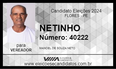 Candidato NETINHO 2024 - FLORES - Eleições