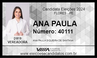 Candidato ANA PAULA 2024 - FLORES - Eleições