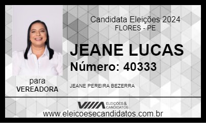 Candidato JEANE LUCAS 2024 - FLORES - Eleições