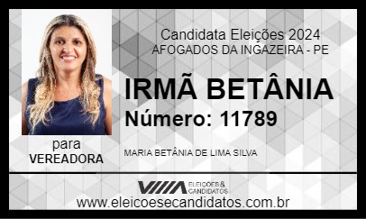 Candidato IRMÃ BETÂNIA 2024 - AFOGADOS DA INGAZEIRA - Eleições