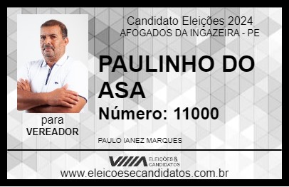 Candidato PAULINHO DO ASA 2024 - AFOGADOS DA INGAZEIRA - Eleições