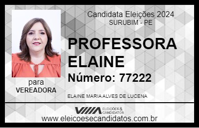 Candidato PROFESSORA ELAINE 2024 - SURUBIM - Eleições