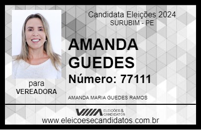 Candidato AMANDA GUEDES 2024 - SURUBIM - Eleições