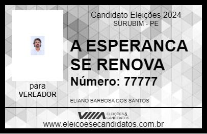 Candidato KIKO DA ESPERANÇA QUE SE RENOV 2024 - SURUBIM - Eleições