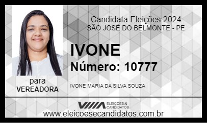 Candidato IVONE 2024 - SÃO JOSÉ DO BELMONTE - Eleições