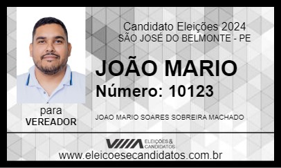 Candidato JOÃO MARIO DE DR VITAL 2024 - SÃO JOSÉ DO BELMONTE - Eleições