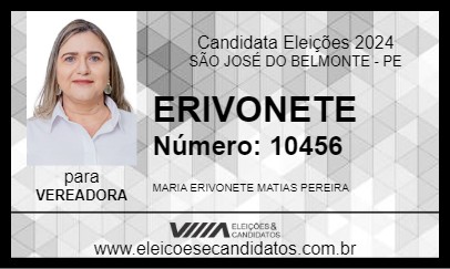 Candidato ERIVONETE AGENTE DE SAÚDE 2024 - SÃO JOSÉ DO BELMONTE - Eleições