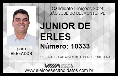 Candidato JUNIOR DE ERLES 2024 - SÃO JOSÉ DO BELMONTE - Eleições