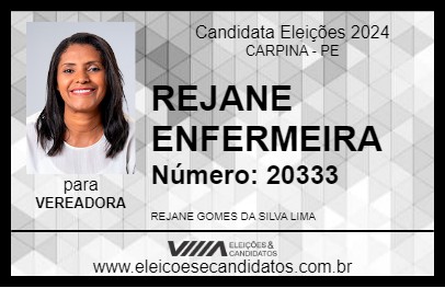 Candidato REJANE ENFERMEIRA 2024 - CARPINA - Eleições