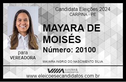 Candidato MAYARA DE MOISÉS 2024 - CARPINA - Eleições