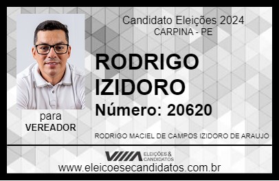 Candidato RODRIGO IZIDORO 2024 - CARPINA - Eleições