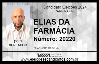 Candidato ELIAS DA FARMÁCIA 2024 - CARPINA - Eleições