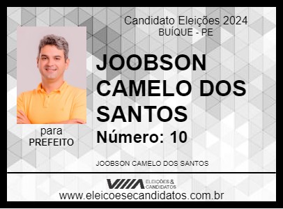 Candidato JOBSON CAMELO 2024 - BUÍQUE - Eleições