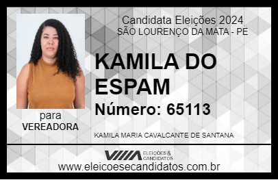 Candidato KAMILA CAVALCANTE 2024 - SÃO LOURENÇO DA MATA - Eleições