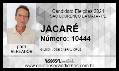 Candidato JACARÉ 2024 - SÃO LOURENÇO DA MATA - Eleições