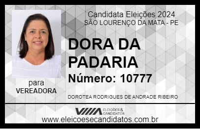 Candidato DORA DA PADARIA 2024 - SÃO LOURENÇO DA MATA - Eleições