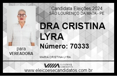 Candidato DRA CRISTINA LYRA 2024 - SÃO LOURENÇO DA MATA - Eleições