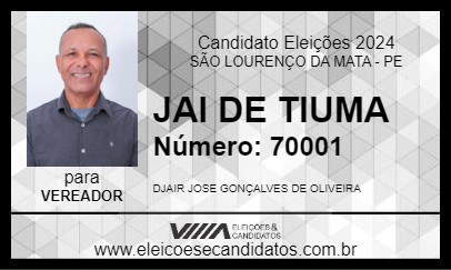 Candidato JAI DE TIUMA 2024 - SÃO LOURENÇO DA MATA - Eleições