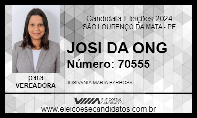 Candidato JOSI DA ONG 2024 - SÃO LOURENÇO DA MATA - Eleições