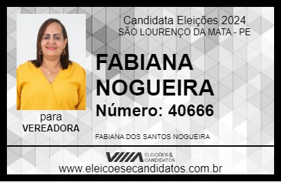 Candidato FABIANA NOGUEIRA 2024 - SÃO LOURENÇO DA MATA - Eleições