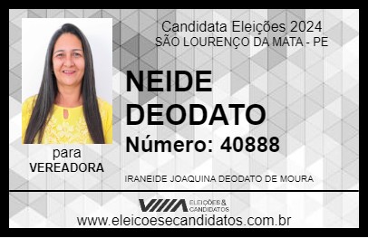 Candidato NEIDE DEODATO 2024 - SÃO LOURENÇO DA MATA - Eleições