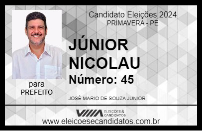 Candidato JÚNIOR NICOLAU 2024 - PRIMAVERA - Eleições