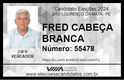 Candidato FRED CABEÇA BRANCA 2024 - SÃO LOURENÇO DA MATA - Eleições